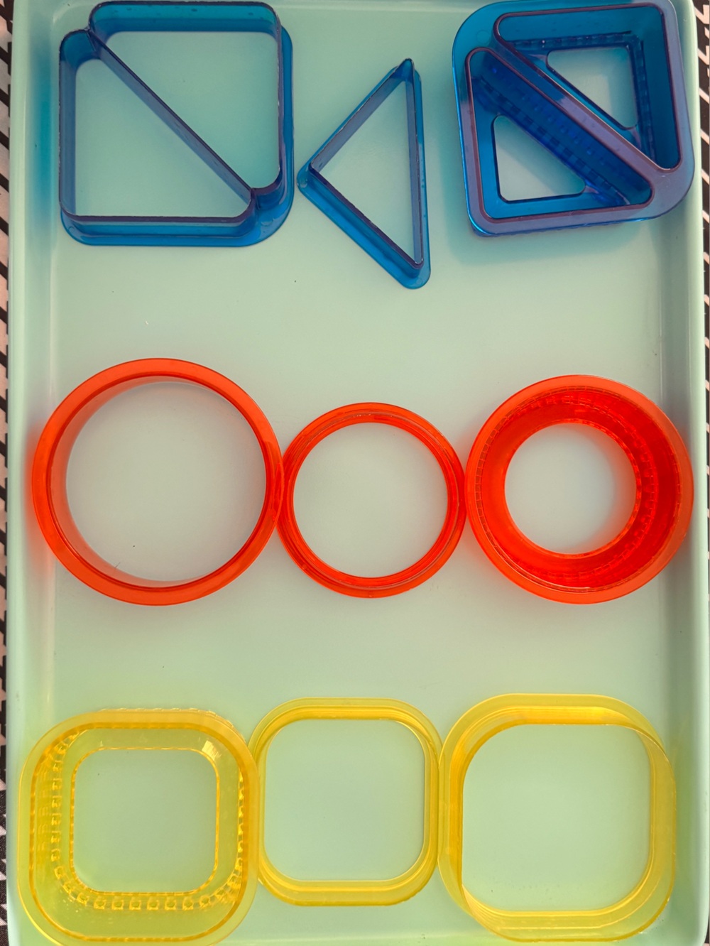 **Cookie Cutter Set, 3 Shapes: Circle, Square, Triangle (9 Pieces)**